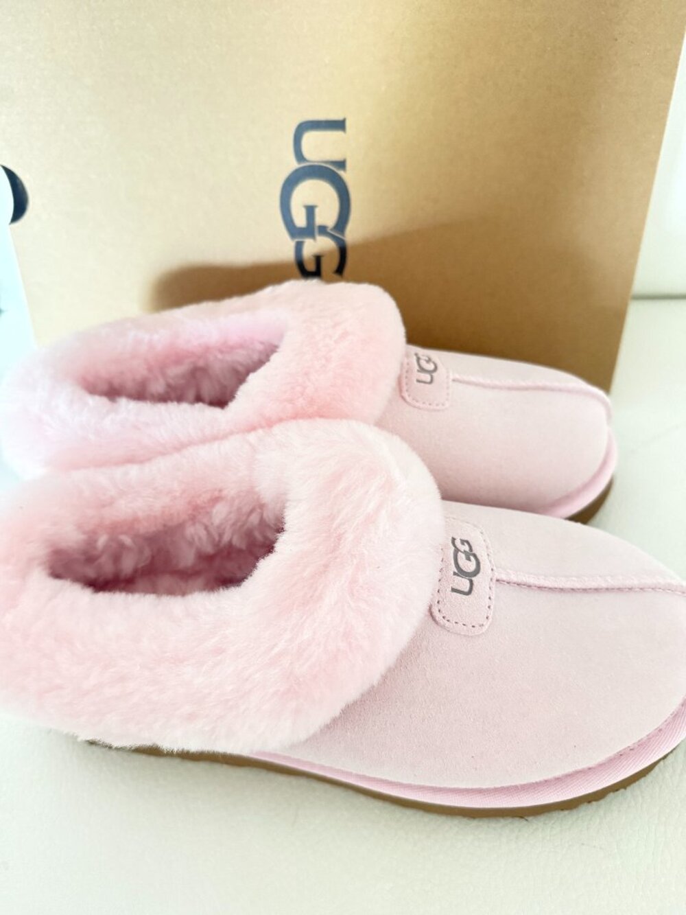 NIB UGG UGGS AUSTRALIA Tazzette Genuine Shearling Collar Slipper pink 9 - Picture 8 of 8